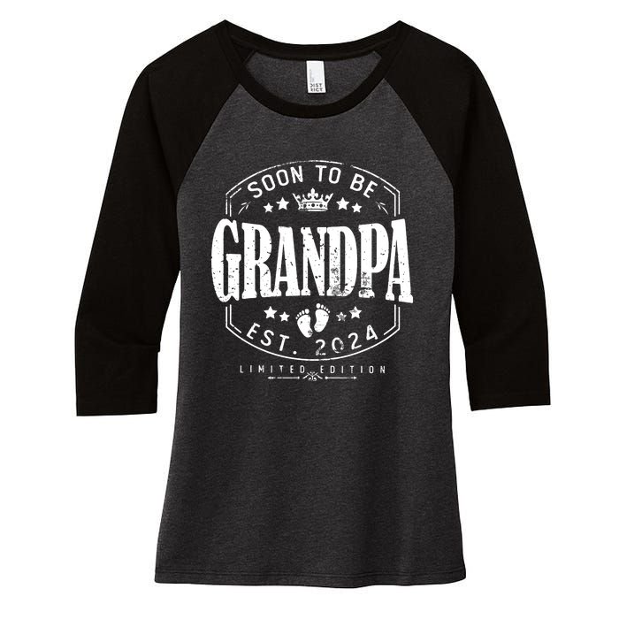 Soon To Be Grandpa 2024 Grandparents Baby Announcement Women's Tri-Blend 3/4-Sleeve Raglan Shirt