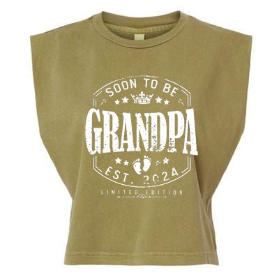 Soon To Be Grandpa 2024 Grandparents Baby Announcement Garment-Dyed Women's Muscle Tee