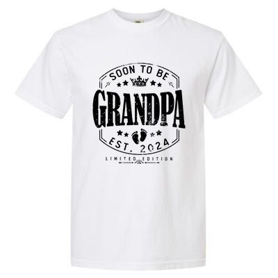 Soon To Be Grandpa 2024 Grandparents Baby Announcement Garment-Dyed Heavyweight T-Shirt