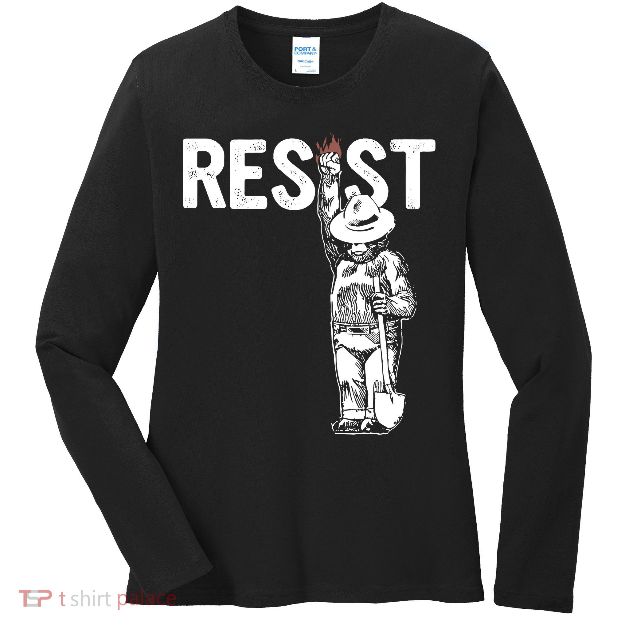 Smokey the bear resist funny Ladies Long Sleeve Shirt