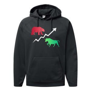 Stock Trading Bull And Bear Day Trader Stock Investor Performance Fleece Hoodie