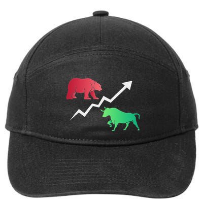 Stock Trading Bull And Bear Day Trader Stock Investor 7-Panel Snapback Hat