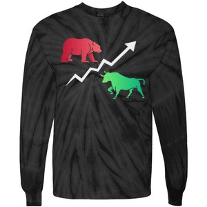 Stock Trading Bull And Bear Day Trader Stock Investor Tie-Dye Long Sleeve Shirt