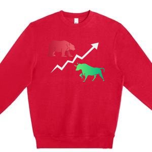 Stock Trading Bull And Bear Day Trader Stock Investor Premium Crewneck Sweatshirt