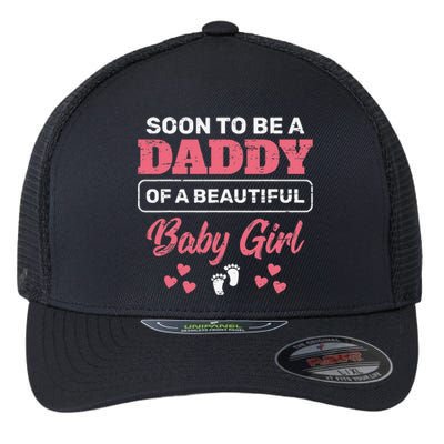 Soon To Be A Daddy Of A Baby Pink Baby Announcement Flexfit Unipanel Trucker Cap