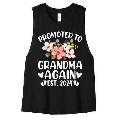 Soon To Be Grandma Again Promoted To Grandma Again Est 2024 Women's Racerback Cropped Tank