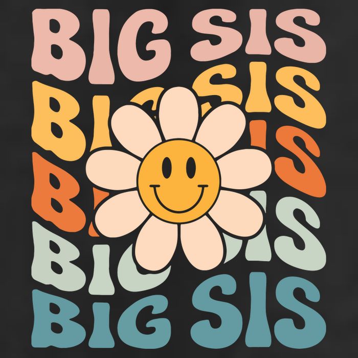 Soon To Be New Big Sister Retro Proud Big Sis Announcement 7 Panel Mesh Trucker Snapback Hat