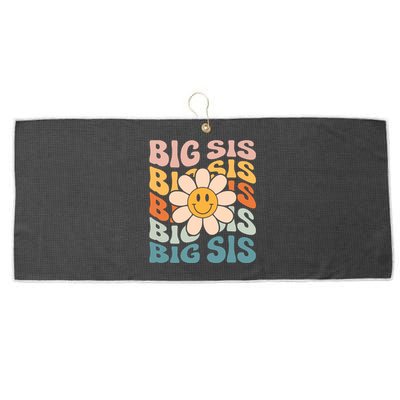 Soon To Be New Big Sister Retro Proud Big Sis Announcement Large Microfiber Waffle Golf Towel