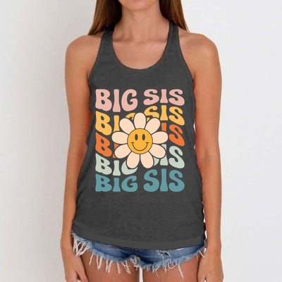 Soon To Be New Big Sister Retro Proud Big Sis Announcement Women's Knotted Racerback Tank