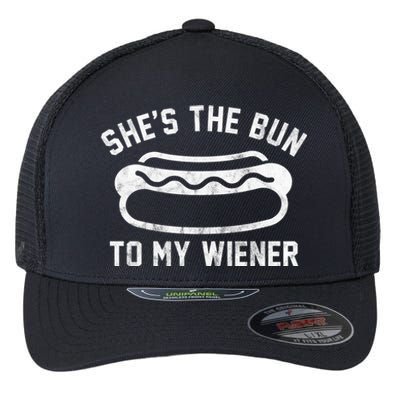 SheS The Bun To My Winer Funny Hotdog Flexfit Unipanel Trucker Cap