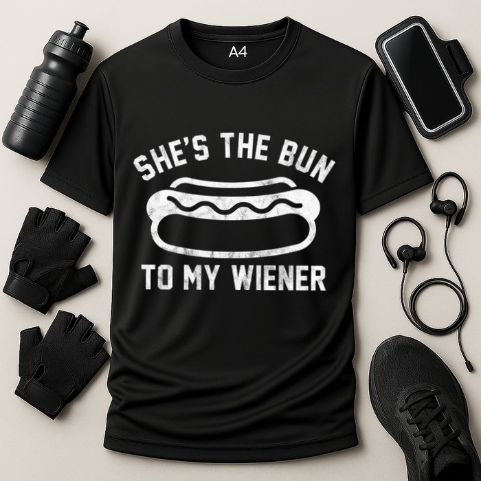 SheS The Bun To My Winer Funny Hotdog Cooling Performance Crew T-Shirt