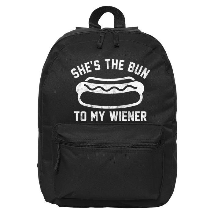 SheS The Bun To My Winer Funny Hotdog 16 in Basic Backpack