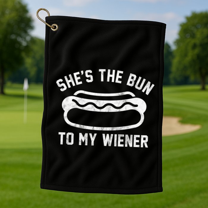SheS The Bun To My Winer Funny Hotdog Golf Towel