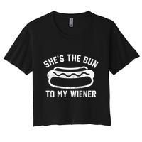 SheS The Bun To My Winer Funny Hotdog Women's Crop Top Tee
