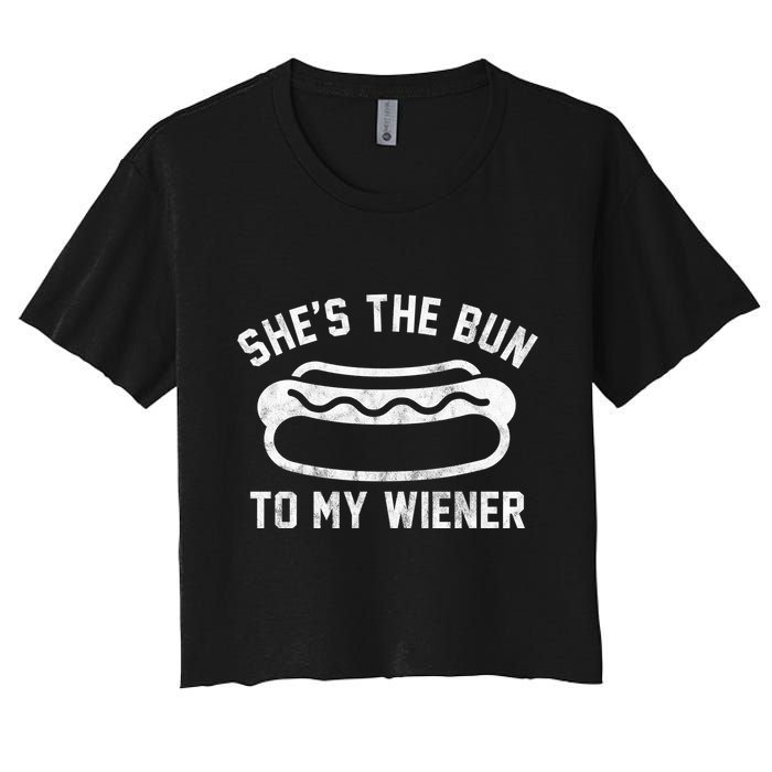 SheS The Bun To My Winer Funny Hotdog Women's Crop Top Tee