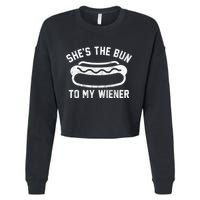 SheS The Bun To My Winer Funny Hotdog Cropped Pullover Crew