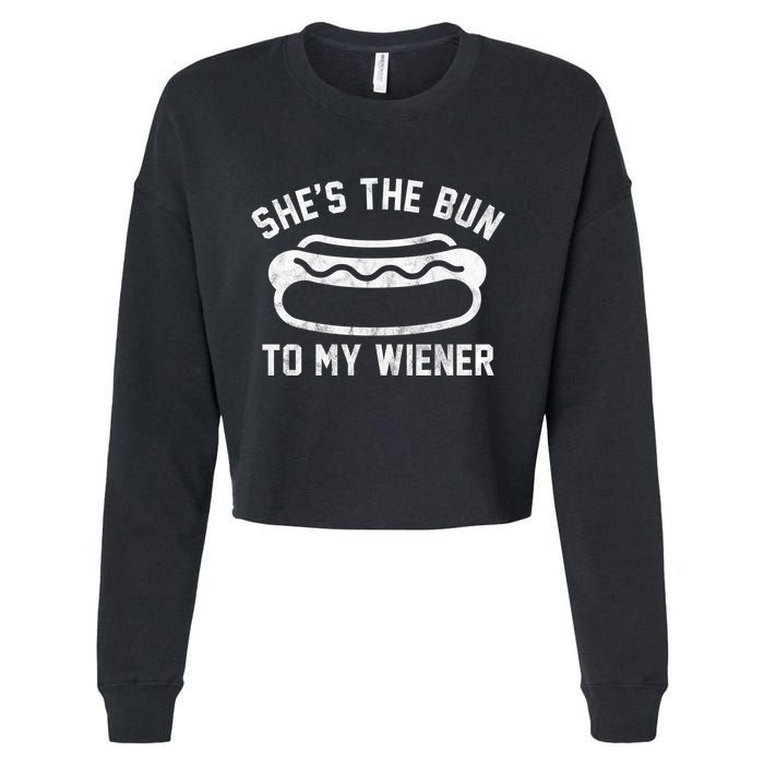 SheS The Bun To My Winer Funny Hotdog Cropped Pullover Crew