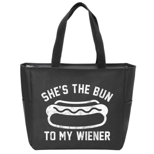 SheS The Bun To My Winer Funny Hotdog Zip Tote Bag
