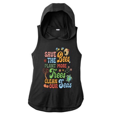 Save The Bees Plant More Trees Climate Change Funny Earth Ladies PosiCharge Tri-Blend Wicking Draft Hoodie Tank