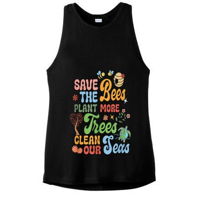 Save The Bees Plant More Trees Climate Change Funny Earth Ladies PosiCharge Tri-Blend Wicking Tank