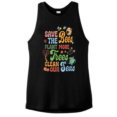 Save The Bees Plant More Trees Climate Change Funny Earth Ladies PosiCharge Tri-Blend Wicking Tank