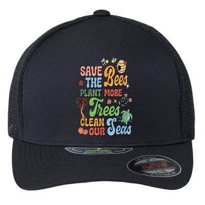 Save The Bees Plant More Trees Climate Change Funny Earth Flexfit Unipanel Trucker Cap