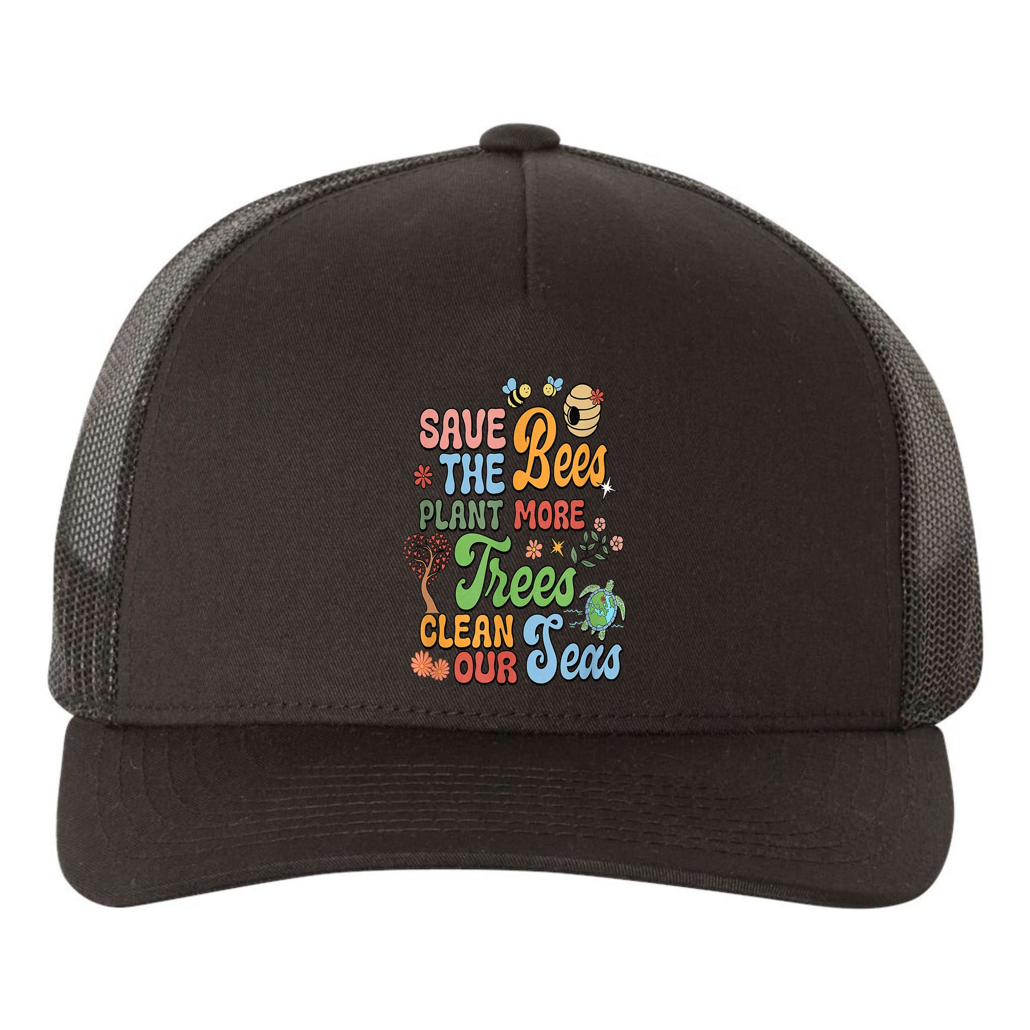 Save The Bees Plant More Trees Climate Change Funny Earth Yupoong Adult 5-Panel Trucker Hat