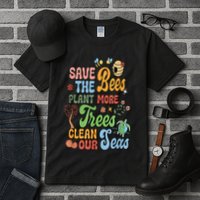 Save The Bees Plant More Trees Climate Change Funny Earth Tall T-Shirt