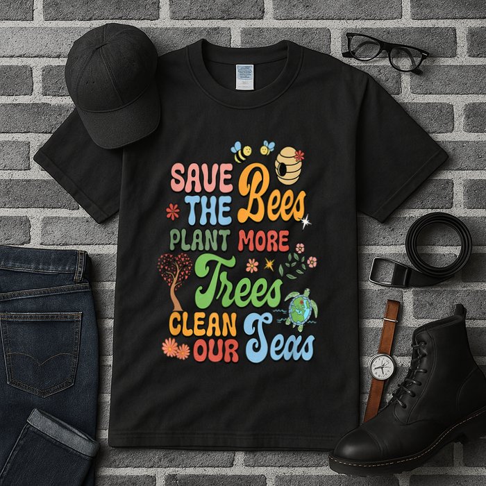 Save The Bees Plant More Trees Climate Change Funny Earth Tall T-Shirt