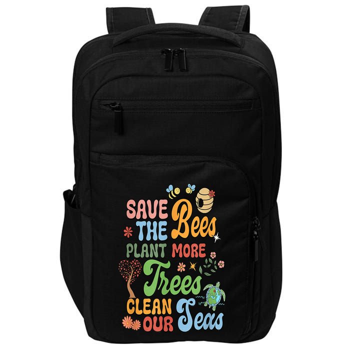 Save The Bees Plant More Trees Climate Change Funny Earth Impact Tech Backpack