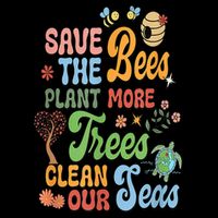 Save The Bees Plant More Trees Climate Change Funny Earth Sustainable Bucket Hat