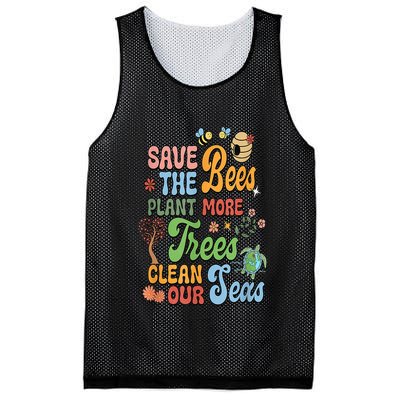 Save The Bees Plant More Trees Climate Change Funny Earth Mesh Reversible Basketball Jersey Tank