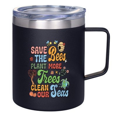 Save The Bees Plant More Trees Climate Change Funny Earth 12oz Stainless Steel Coffee Mug