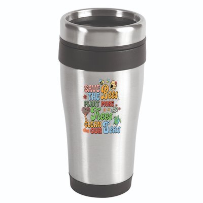Save The Bees Plant More Trees Climate Change Funny Earth 16oz Travel Tumbler