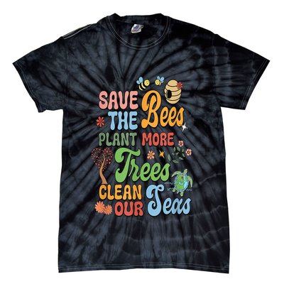 Save The Bees Plant More Trees Climate Change Funny Earth Tie-Dye T-Shirt