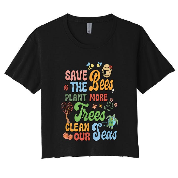 Save The Bees Plant More Trees Climate Change Funny Earth Crop Top
