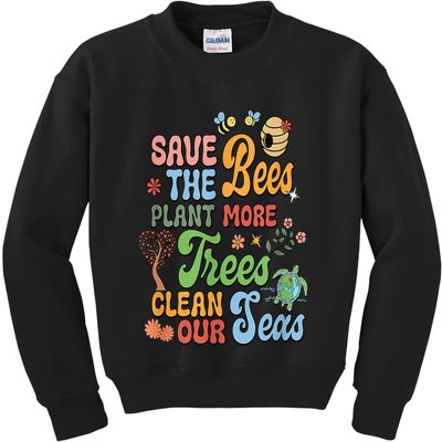 Save The Bees Plant More Trees Climate Change Funny Earth Kids Sweatshirt