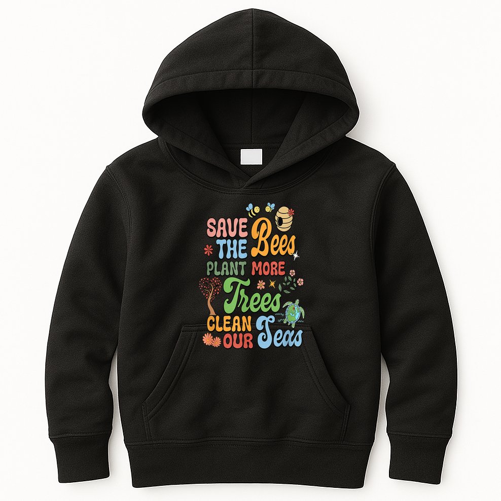 Save The Bees Plant More Trees Climate Change Funny Earth Kids Hoodie