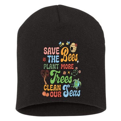 Save The Bees Plant More Trees Climate Change Funny Earth Short Acrylic Beanie
