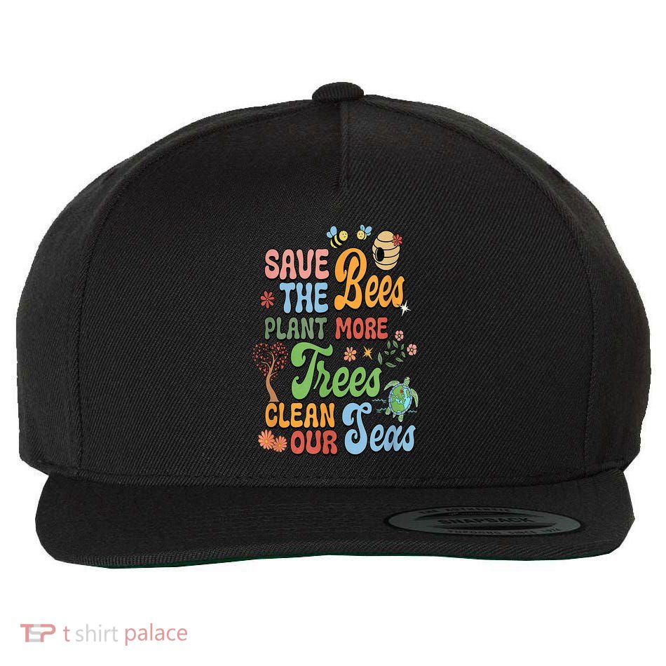 Save The Bees Plant More Trees Climate Change Funny Earth Wool Snapback Cap