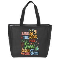 Save The Bees Plant More Trees Climate Change Funny Earth Zip Tote Bag