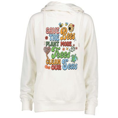 Save The Bees Plant More Trees Climate Change Funny Earth Womens Funnel Neck Pullover Hood