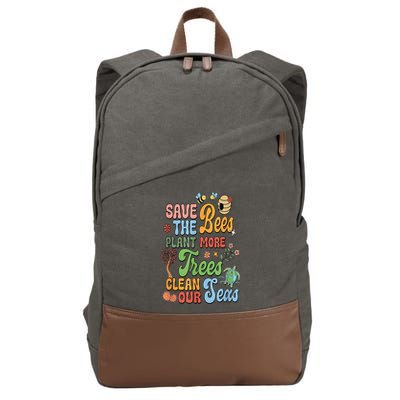 Save The Bees Plant More Trees Climate Change Funny Earth Cotton Canvas Backpack