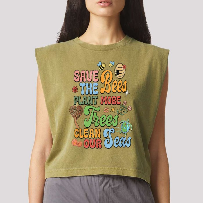 Save The Bees Plant More Trees Climate Change Funny Earth Garment-Dyed Women's Muscle Tee