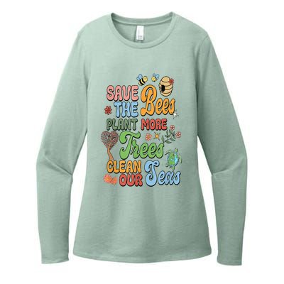 Save The Bees Plant More Trees Climate Change Funny Earth Womens CVC Long Sleeve Shirt