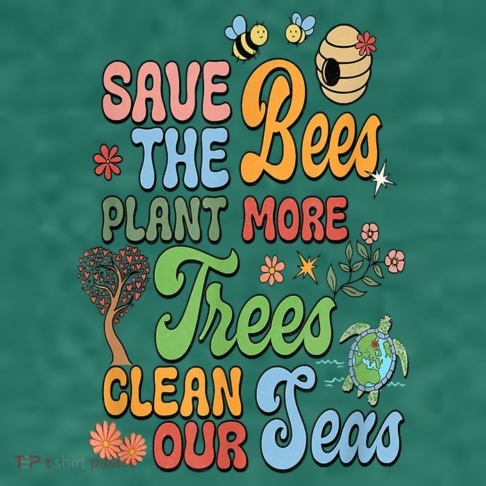 Save The Bees Plant More Trees Climate Change Funny Earth Pom Pom 12in Knit Beanie