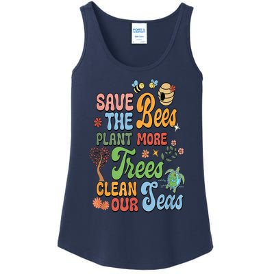 Save The Bees Plant More Trees Climate Change Funny Earth Ladies Essential Tank