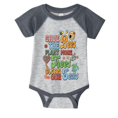 Save The Bees Plant More Trees Climate Change Funny Earth Infant Baby Jersey Bodysuit