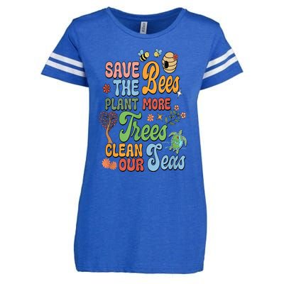 Save The Bees Plant More Trees Climate Change Funny Earth Enza Ladies Jersey Football T-Shirt