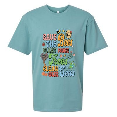 Save The Bees Plant More Trees Climate Change Funny Earth Sueded Cloud Jersey T-Shirt